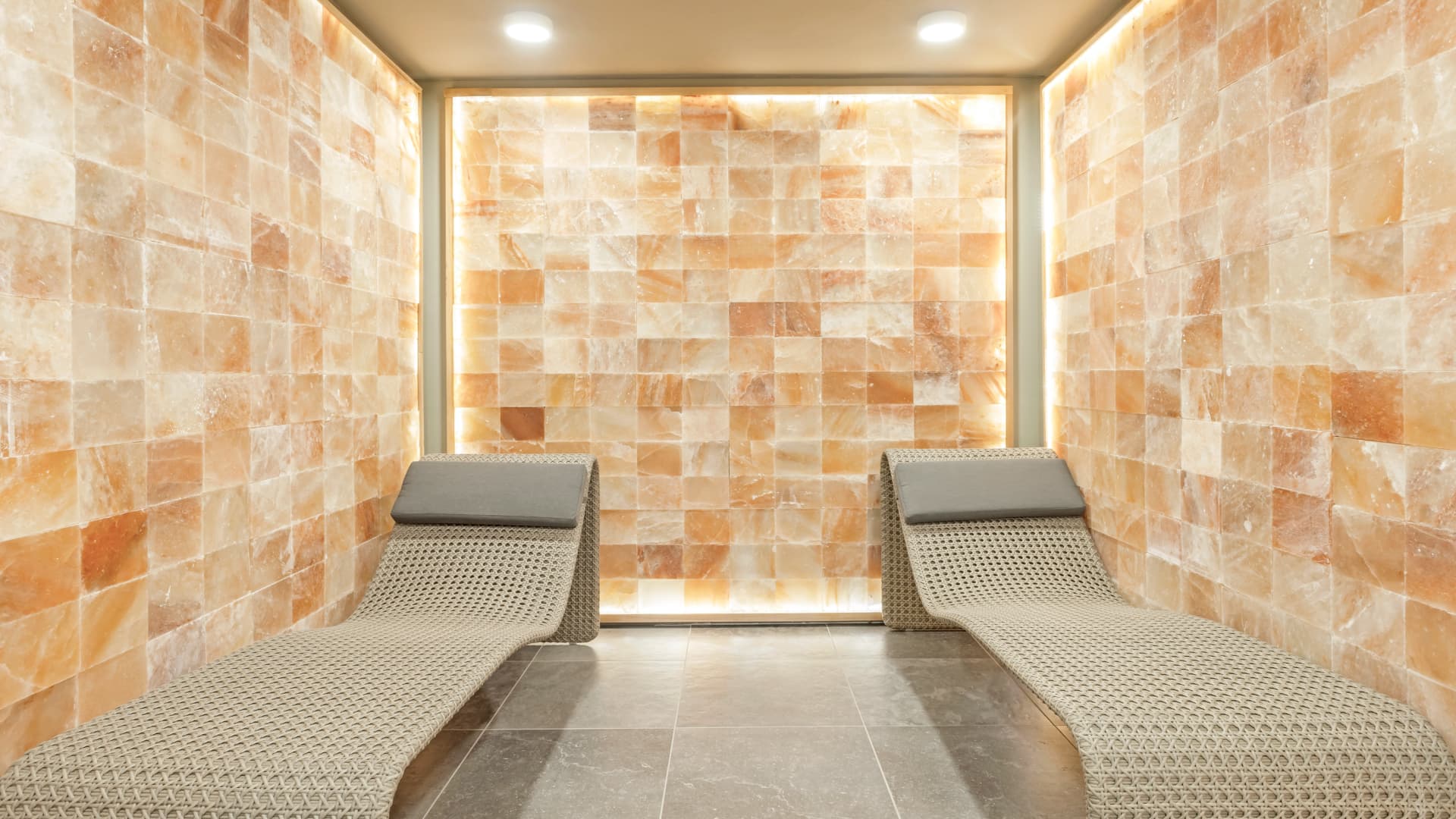 Relaxing salt therapy room at Ainsley apartments wellness amenities