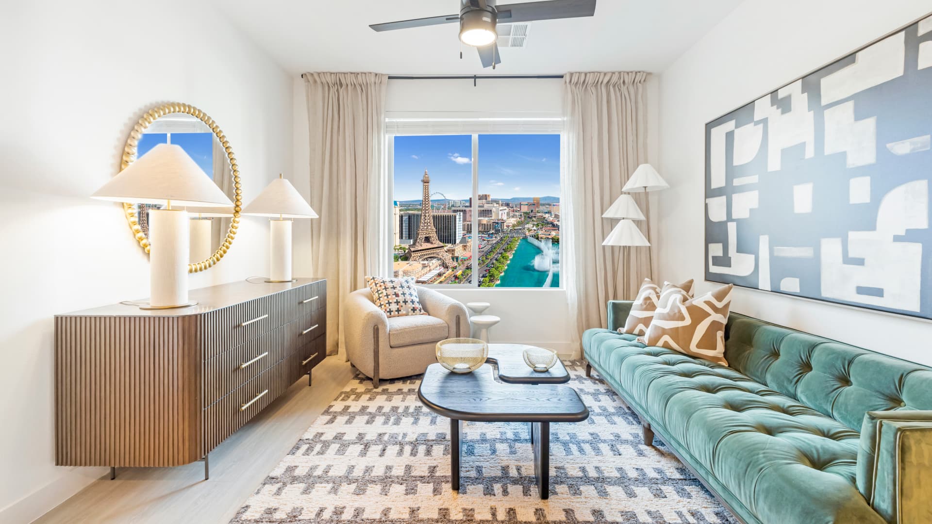 Stylish apartment living room with modern decor